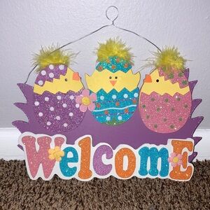 NEW Easter Chicks Welcome Hanging Door/Wall Sign